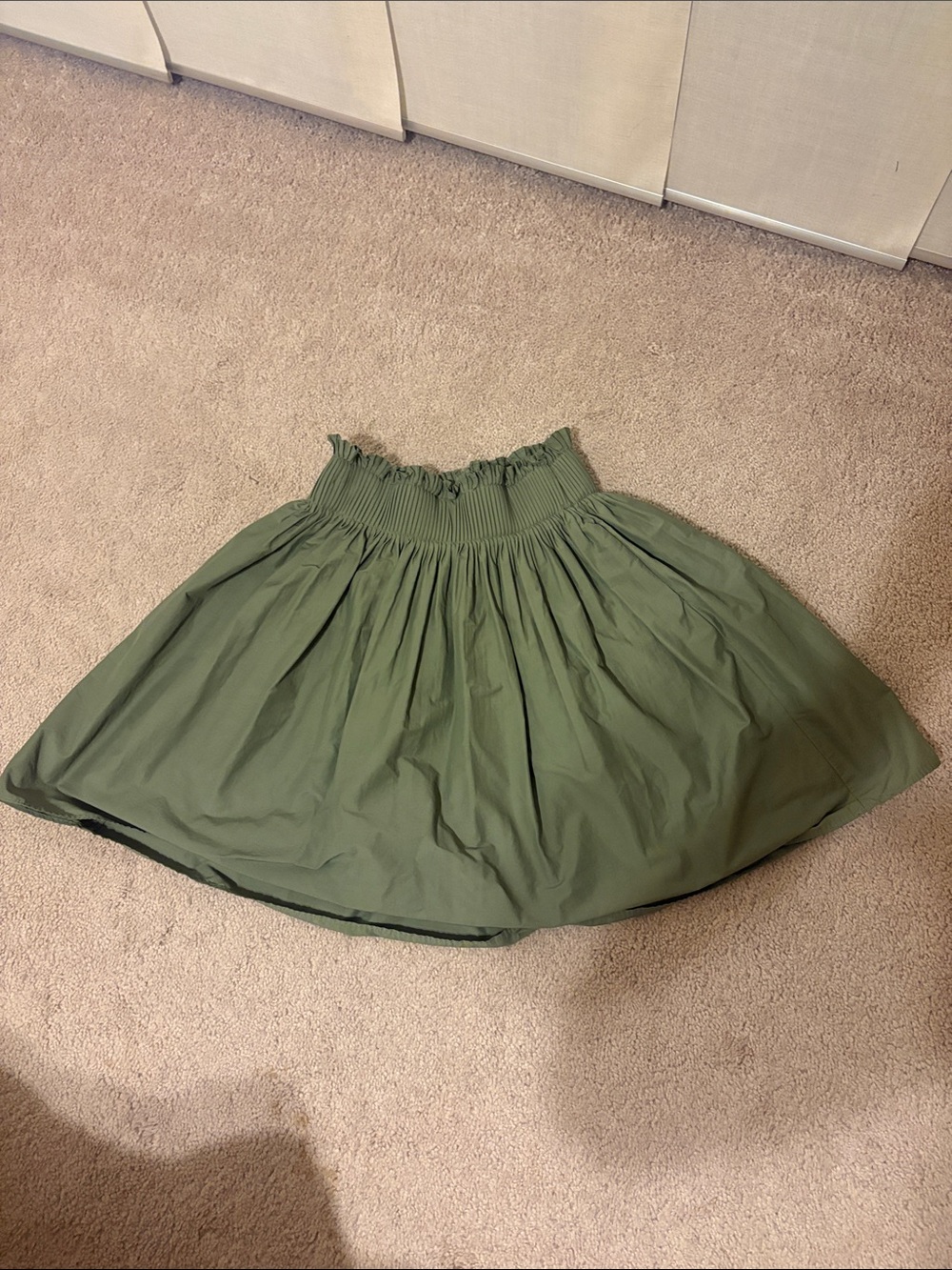 Zara Olive Green Shirred Waist Full Skirt